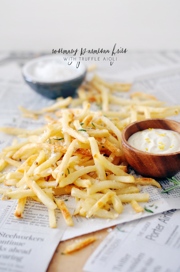 Rosemary Parmesan Fries with Truffle Aioli lark & linen