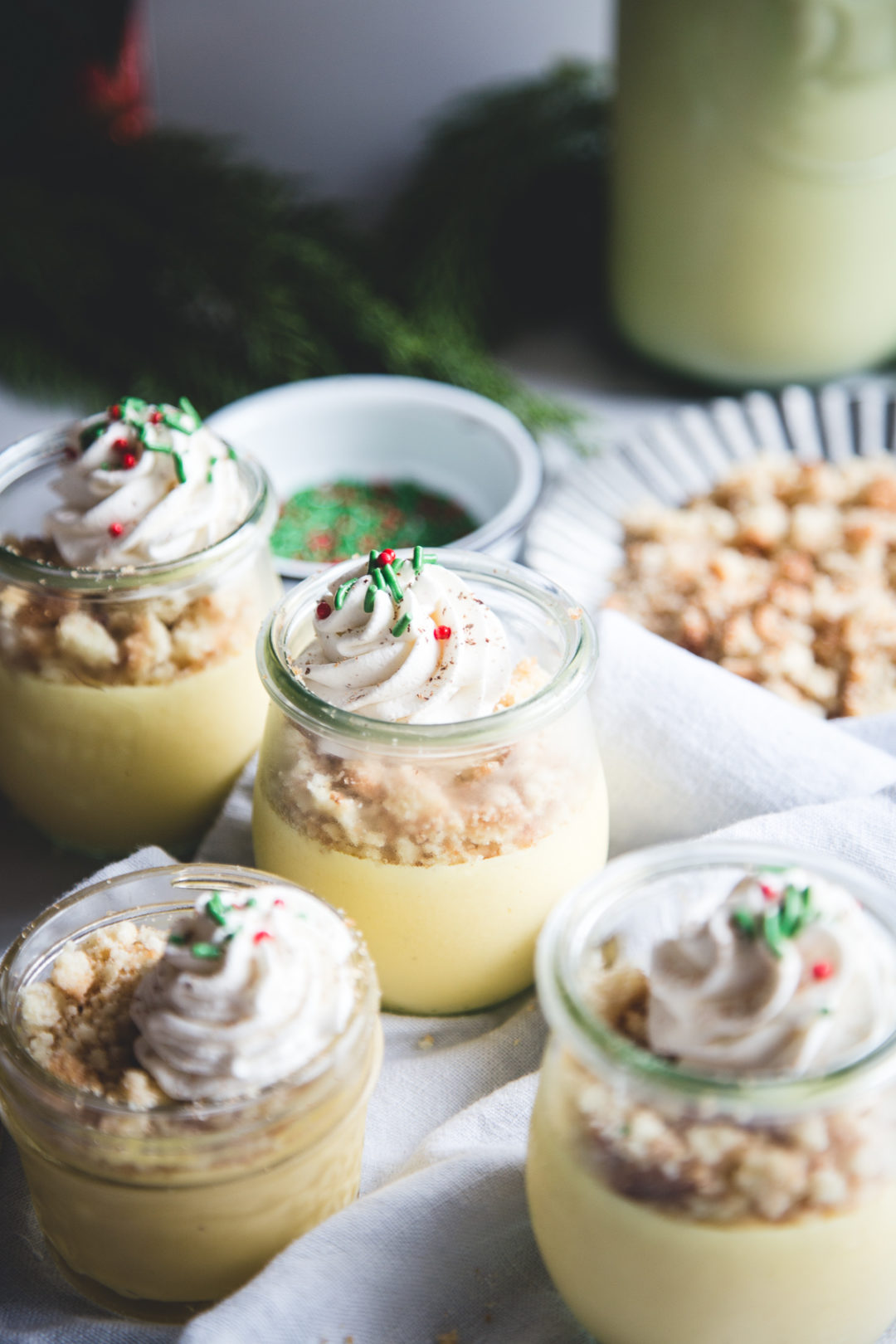 Eggnog Pudding + Sugar Cookie Crumble & Bourbon Whipped Cream lark
